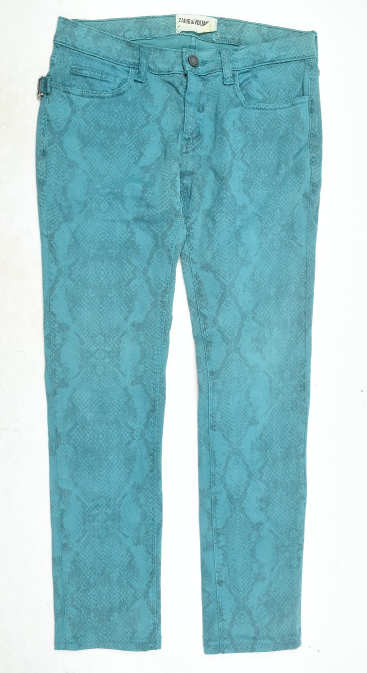 Zadig & Voltaire Pharell Python Print Skinny Jeans Womens 27 Blue Low Rise